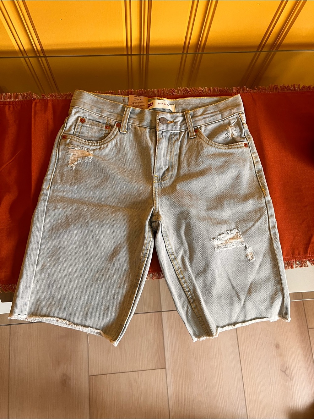 Levi's Light Blue Distressed Jean Shorts